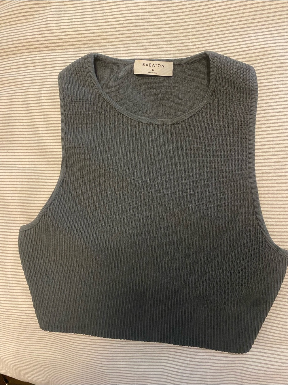 Babaton Ribbed Crop Tank Top - Slate Gray